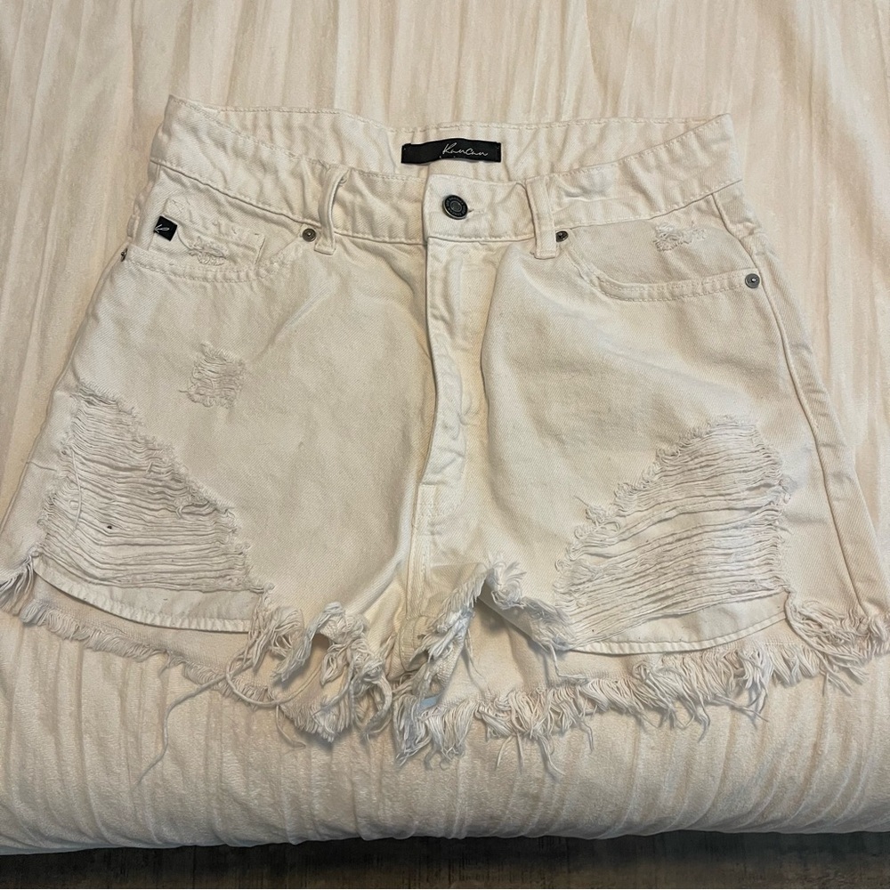 White jean shorts